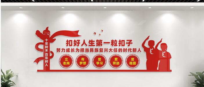 扣好人生第一?？圩有@文化墻創(chuàng)意設(shè)計(jì)圖片