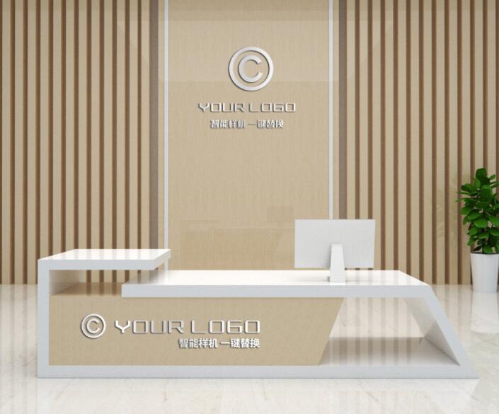 前臺(tái)形象墻設(shè)計(jì)圖片(圖4) 原創(chuàng)場(chǎng)景企業(yè)前臺(tái)背景墻形象墻LOGO樣機(jī)